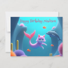 Söt Rosa Havfrusvalp Vykort