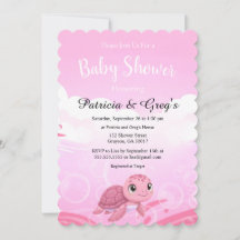 Söt Rosa Havssköldpadda Flicka Baby Shower