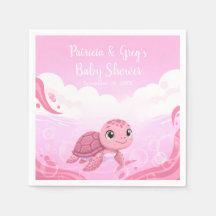 Söt Rosa Havssköldpadda Flicka Baby Shower