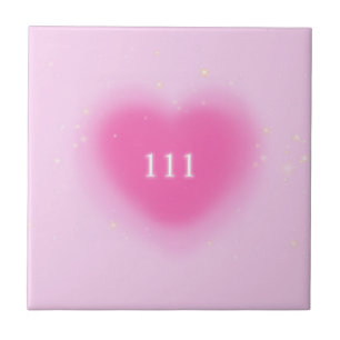 Söt Rosa Heart Aesthetic Angel Number 111 Kakelplatta