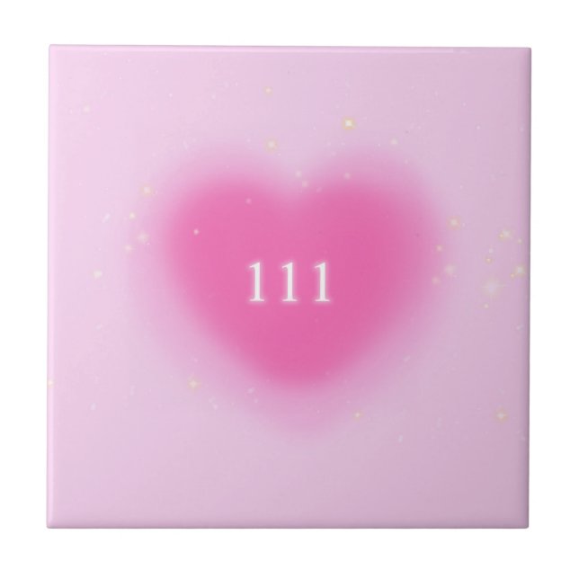 Söt Rosa Heart Aesthetic Angel Number 111 Kakelplatta (Framsidan)