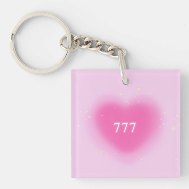 Söt Rosa Heart Aesthetic Angel Number 777 (Framsidan)
