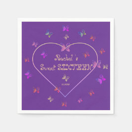 Söt Rosa Heart Butterflies Sweet 16 Birthday Pappersservett