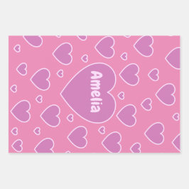 Söt Rosa Hearts uppsättning med 3