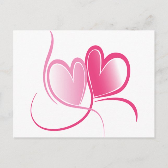 Söt Rosa Hearts Vykort (Framsida)