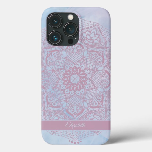 Söt Rosa Helig Lotus Flower Blommar Mandala (Baksida)