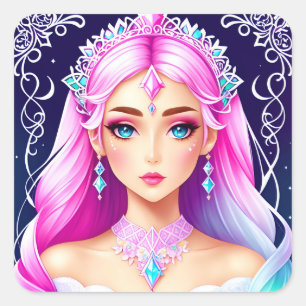 Söt Rosa-HERD Princess Sticker Design Fyrkantigt Klistermärke