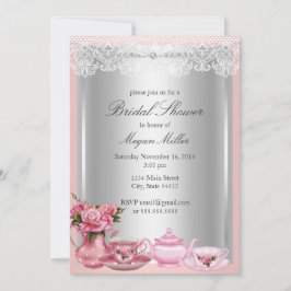 Söt Rosa High Tea Inbjudningskort för möhippan