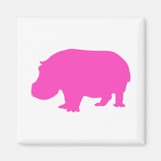 Söt Rosa Hippo Silhouette Magnet (Framsidan)