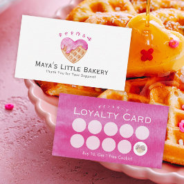 Söt Rosa Hjärt Waffle Bageri Loajalitet Visitkort