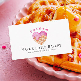 Söt Rosa Hjärt Waffle Bageri Visitkort