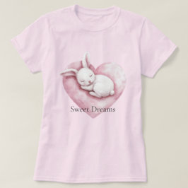 Söt rosa hjärta kanin hjärta kudde t shirt