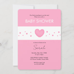 Söt Rosa Hjärtan Bebis Shower Inbjudan