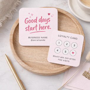 Söt Rosa Hjärtan Gnist Skrift Bra Dagar QR-kod Fyrkantigt Visitkort