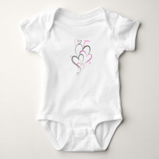 Söt Rosa Hjärtan Jag Älskar Dig Babyflicka Kroppss T Shirt