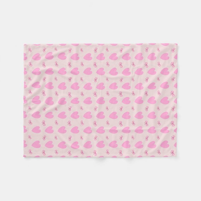 Söt rosa hjärtan och slingor Mönstrad fleecefilt (Framsidan (Horisontell))