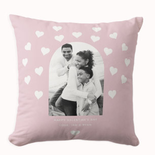 Söt Rosa Hjärtmönstrad foto Valentine Kudde