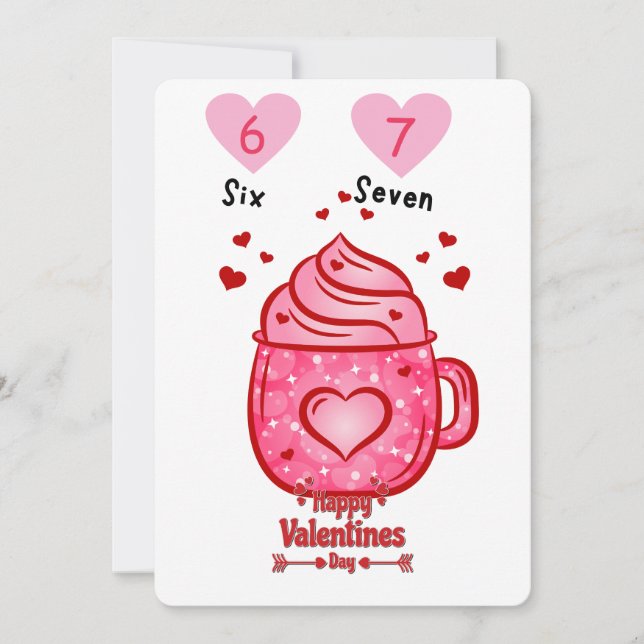 Söt rosa hjärtmugg Alla hjärtans dags kort (Framsida)