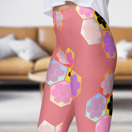 Söt Rosa Honung Färg Mönster Leggings