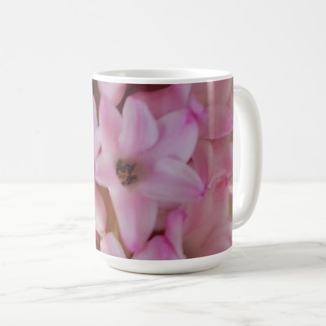 Söt Rosa Hyacint Flower Mugg Coffee Kopp (Framsida höger)
