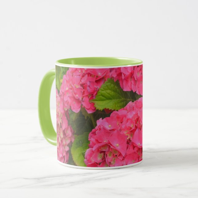 Söt Rosa Hydrangea Blomsterträdgård Mugg (Framsida vänster)
