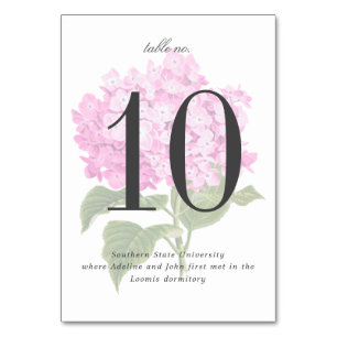 Söt Rosa Hydrangea Garden Wedding Wedding Bordsnummer