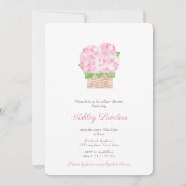 Söt Rosa Hydrangea Girl Baby Shower Inbjudningar
