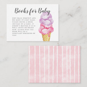 Söt Rosa Ice Cream Baby Shower Bok-begäran Tilläggskort