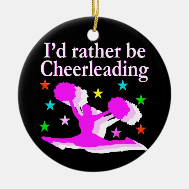 SÖT ROSA JAG SKULLE SNARARE VARA CHEERLEADING DESI JULGRANSPRYDNAD KERAMIK (Framsidan)