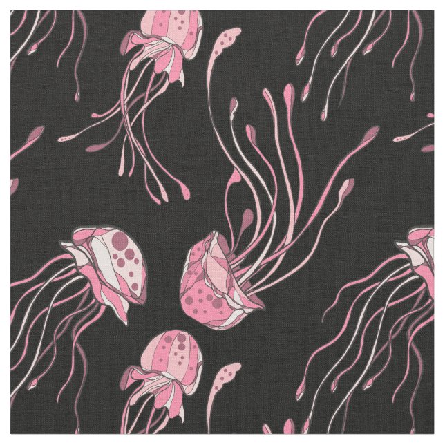 Söt Rosa Jellyfish Tyg (Närbild)
