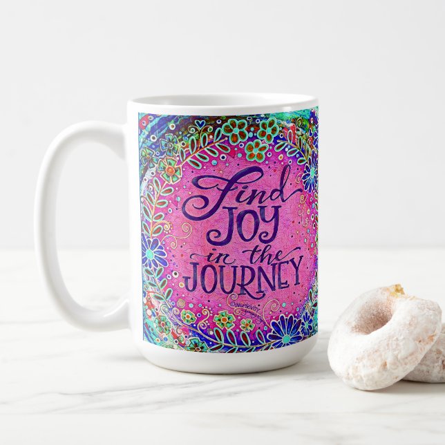 Söt Rosa Joy in Journey Quote Inspirife Kaffemugg (Med munk)