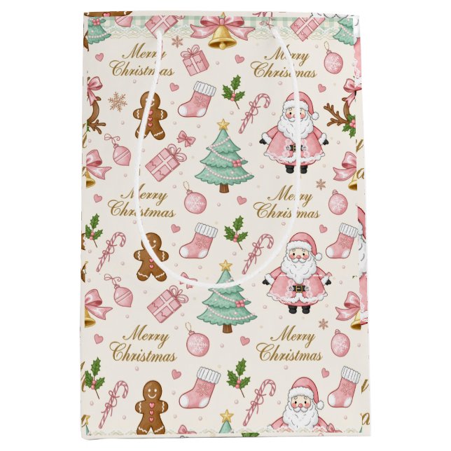 Söt rosa jul akvarell Tomte Bågar (Framsidan)
