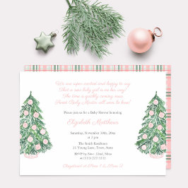 Söt Rosa jul Chinoiserie Girl Baby Shower Inbjudningar