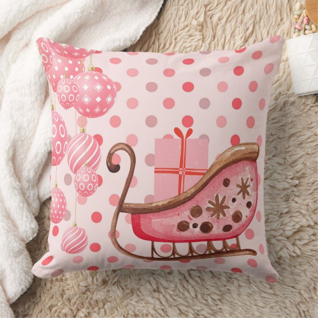 Söt Rosa jul med Gift Paket Kudde (Filt)