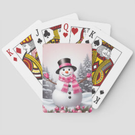 Söt Rosa jul Snögubbe Scene Casinokort