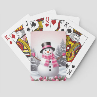 Söt Rosa jul Snögubbe Scene Casinokort