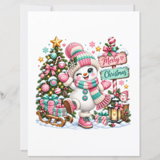 Söt rosa jul-snöman