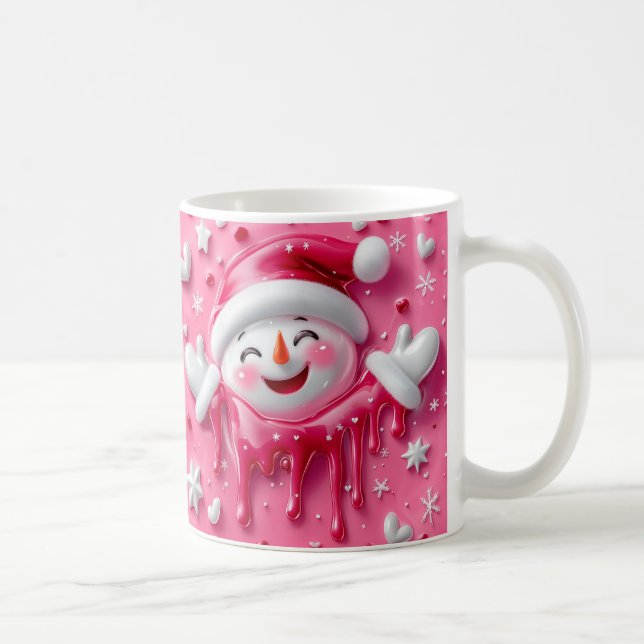 Söt rosa jul-snömannemug kaffemugg (Höger)