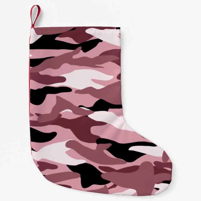 Söt rosa kamouflage liten julstrumpa (Framsidan)
