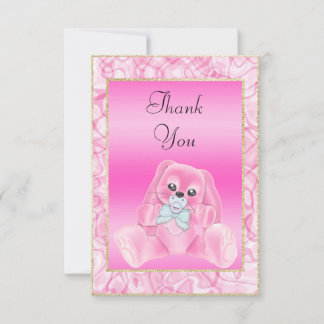 Söt rosa kanin Baby Shower Tackkort Tack Kort