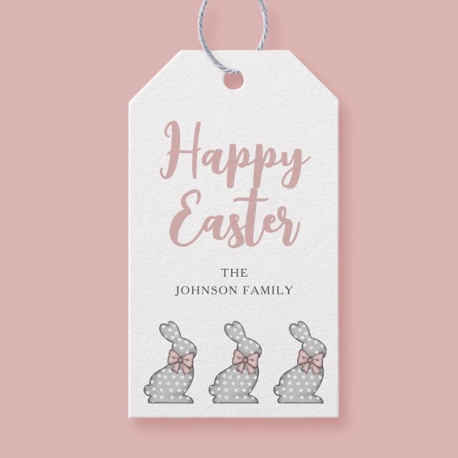 Söt rosa kanin Glad påsk  Presentetikett (Cute Pink Bunny Happy Easter Gift Tags)