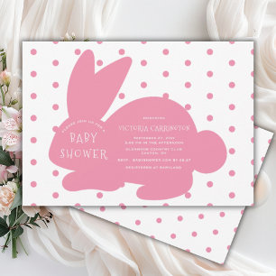 Söt rosa kanin kanin prickar Baby shower Inbjudningar