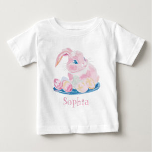Söt rosa kanin med påskägg dotter flickor t shirt