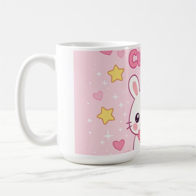 Söt Rosa Kanin Väggur Kaffemugg (Vänster)
