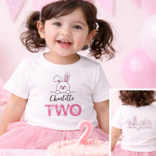Söt Rosa Kanintjej Födelsedags T-shirt för 2-årsda