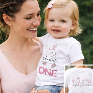 Söt Rosa Kanintjej Första Födelsedagen T Shirt