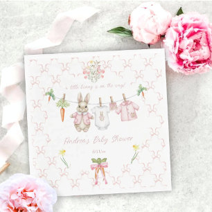 Söt Rosa Kanintjej Klädstreck Baby Shower Pappersservett