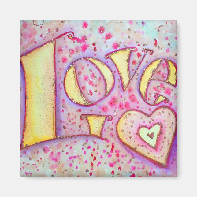 Söt Rosa Kärlek Art Painting Magnet (Framsidan)
