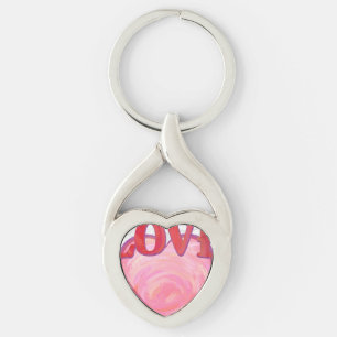 Söt Rosa Kärlek Heart Twisted Heart Silverfärgad Nyckelring