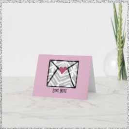 Söt Rosa Kärlek Note Heart Anteckningskort